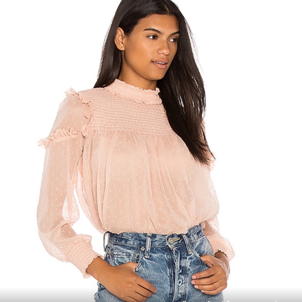 Smocked Ruffle Swiss Dot Blouse by Endless Rose